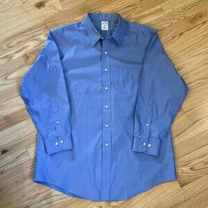 Brooks Brothers Regent 1818 dress shirt, blue cotton, 17-2/3 — flaws